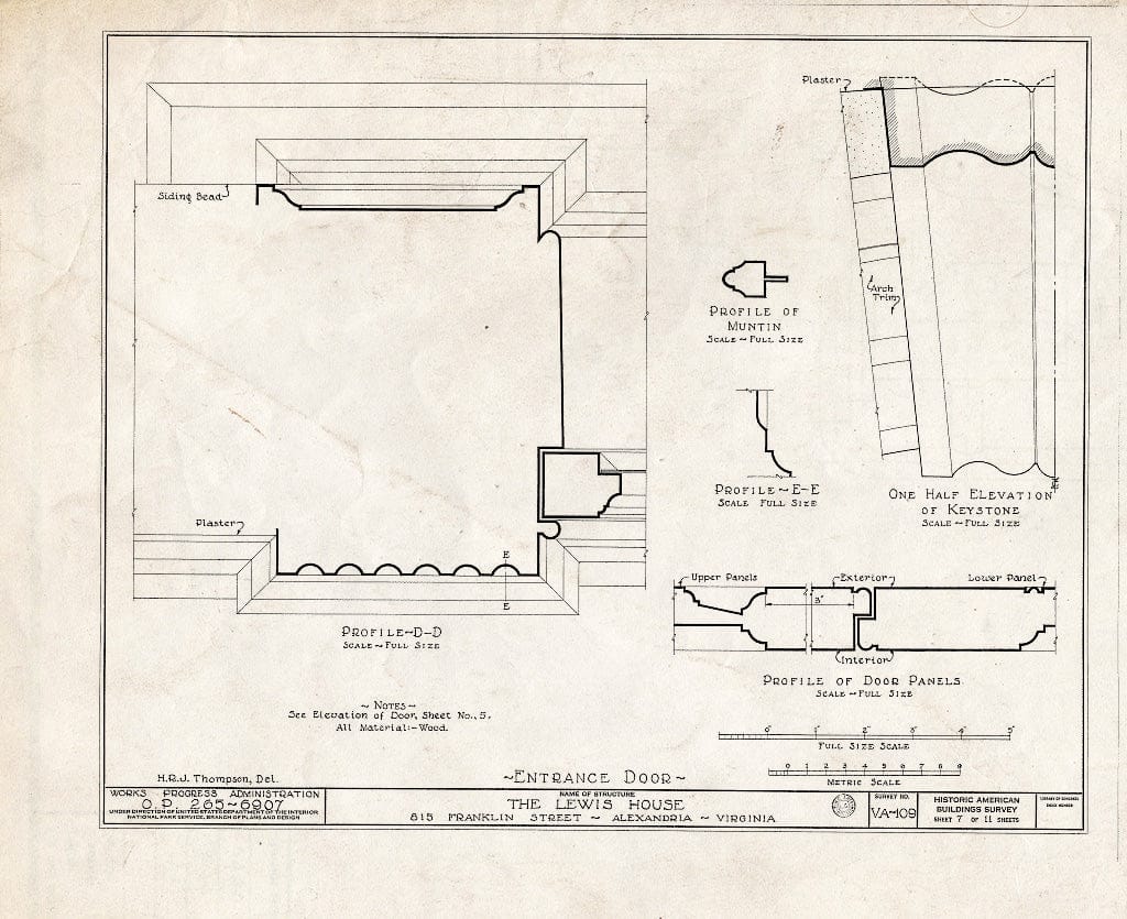Blueprint HABS VA,7-Alex,52- (Sheet 7 of 11) - Lawrence Lewis House, 815 Franklin Street (Moved to 11701 River Drive, Lorton), Alexandria, Independent City, VA