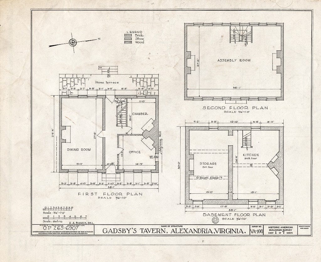 Blueprint HABS VA,7-Alex,19- (Sheet 1 of 7) - Mason's Ordinary (Coffee House), 128 North Royal Street, Alexandria, Independent City, VA