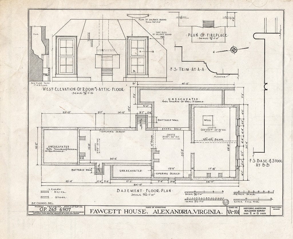 Blueprint HABS VA,7-Alex,51- (Sheet 2 of 6) - Murray-Dick-Fawcett House, 517 Prince Street, Alexandria, Independent City, VA