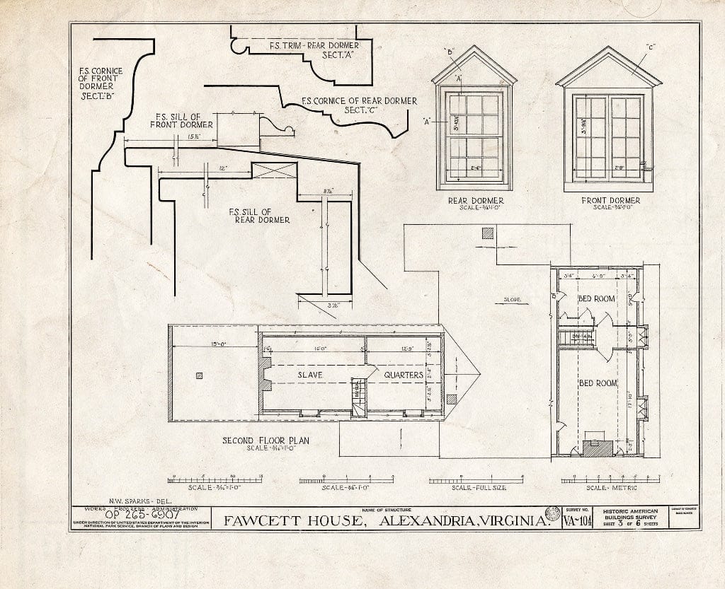 Blueprint HABS VA,7-Alex,51- (Sheet 3 of 6) - Murray-Dick-Fawcett House, 517 Prince Street, Alexandria, Independent City, VA
