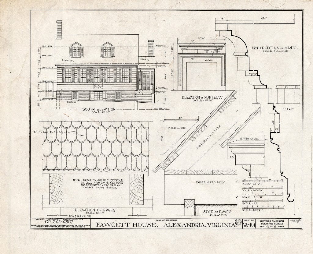 Blueprint HABS VA,7-Alex,51- (Sheet 4 of 6) - Murray-Dick-Fawcett House, 517 Prince Street, Alexandria, Independent City, VA