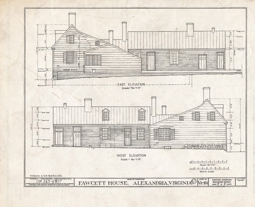 Blueprint HABS VA,7-Alex,51- (Sheet 5 of 6) - Murray-Dick-Fawcett House, 517 Prince Street, Alexandria, Independent City, VA