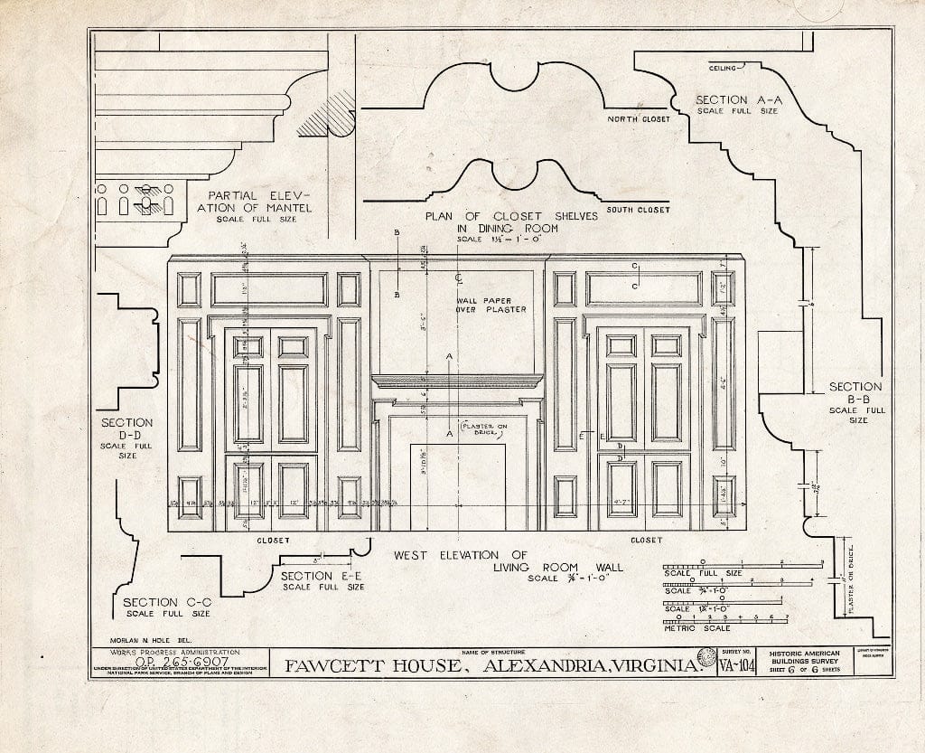 Blueprint HABS VA,7-Alex,51- (Sheet 6 of 6) - Murray-Dick-Fawcett House, 517 Prince Street, Alexandria, Independent City, VA