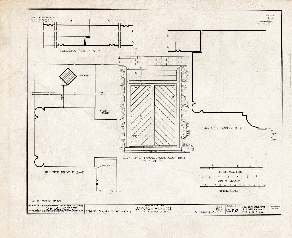 Blueprint HABS VA,7-Alex,53- (Sheet 6 of 7) - Patterson-Fitzgerald Warehouse, 101-105 South Union Street, Alexandria, Independent City, VA