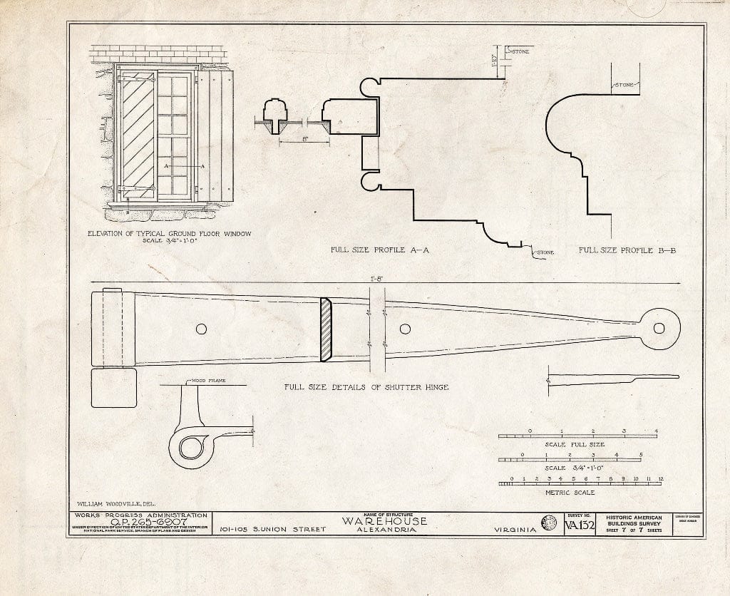 Blueprint HABS VA,7-Alex,53- (Sheet 7 of 7) - Patterson-Fitzgerald Warehouse, 101-105 South Union Street, Alexandria, Independent City, VA
