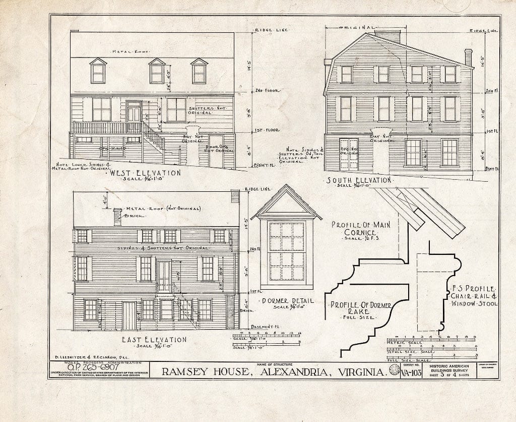 Blueprint HABS VA,7-Alex,50- (Sheet 3 of 4) - William Ramsay House, 221 King Street, Alexandria, Independent City, VA