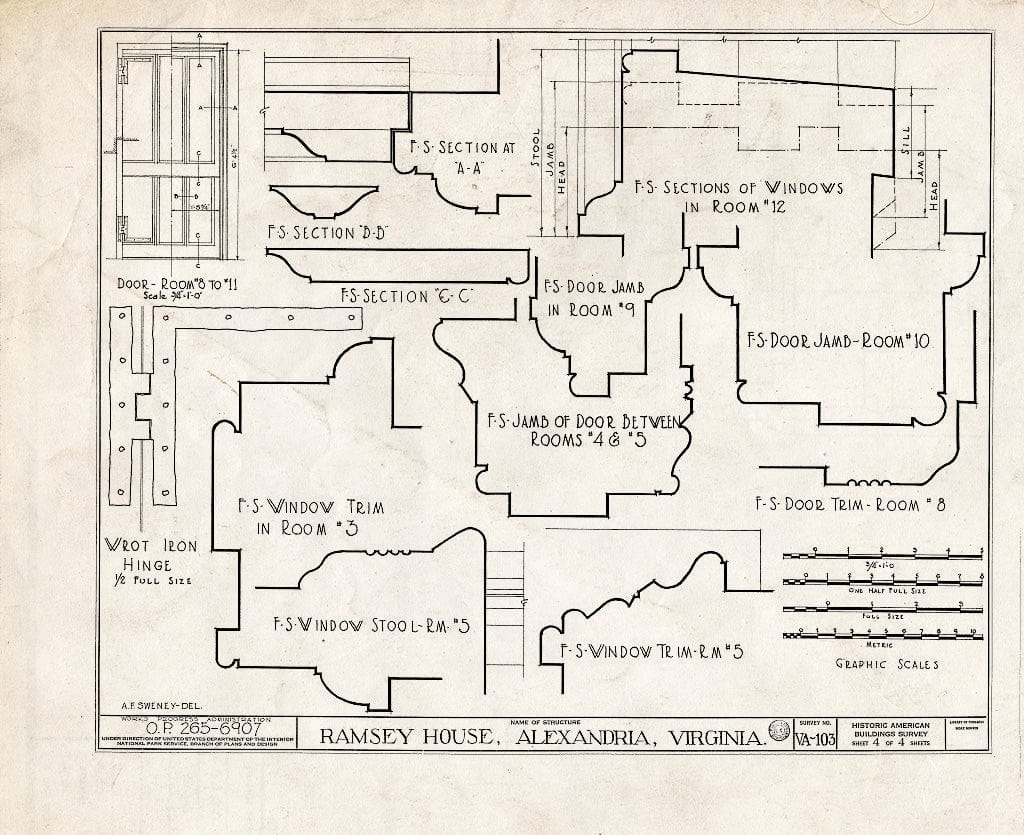 Blueprint HABS VA,7-Alex,50- (Sheet 4 of 4) - William Ramsay House, 221 King Street, Alexandria, Independent City, VA