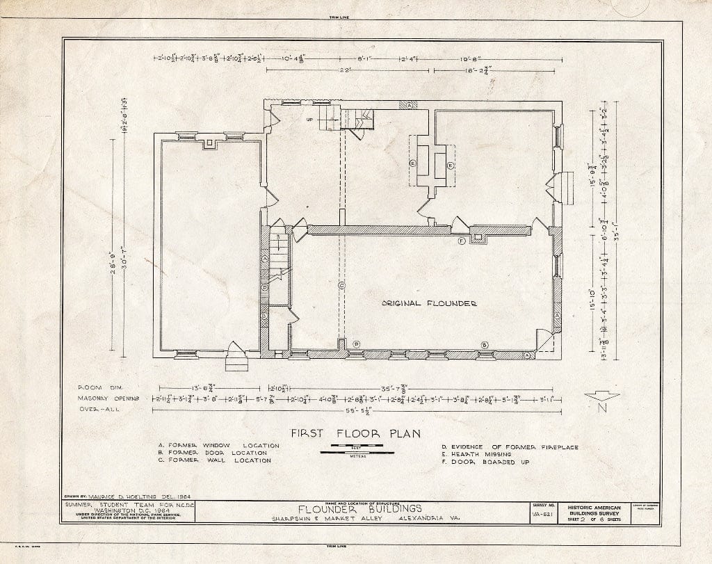 Blueprint HABS VA,7-Alex,132A- (Sheet 2 of 6) - Flounder Tavern Building, Sharpskin & Market Square Alleys, Alexandria, Independent City, VA