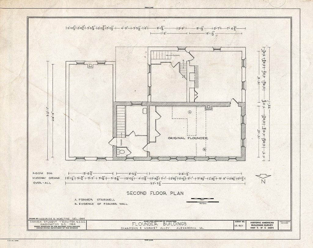 Blueprint HABS VA,7-Alex,132A- (Sheet 3 of 6) - Flounder Tavern Building, Sharpskin & Market Square Alleys, Alexandria, Independent City, VA