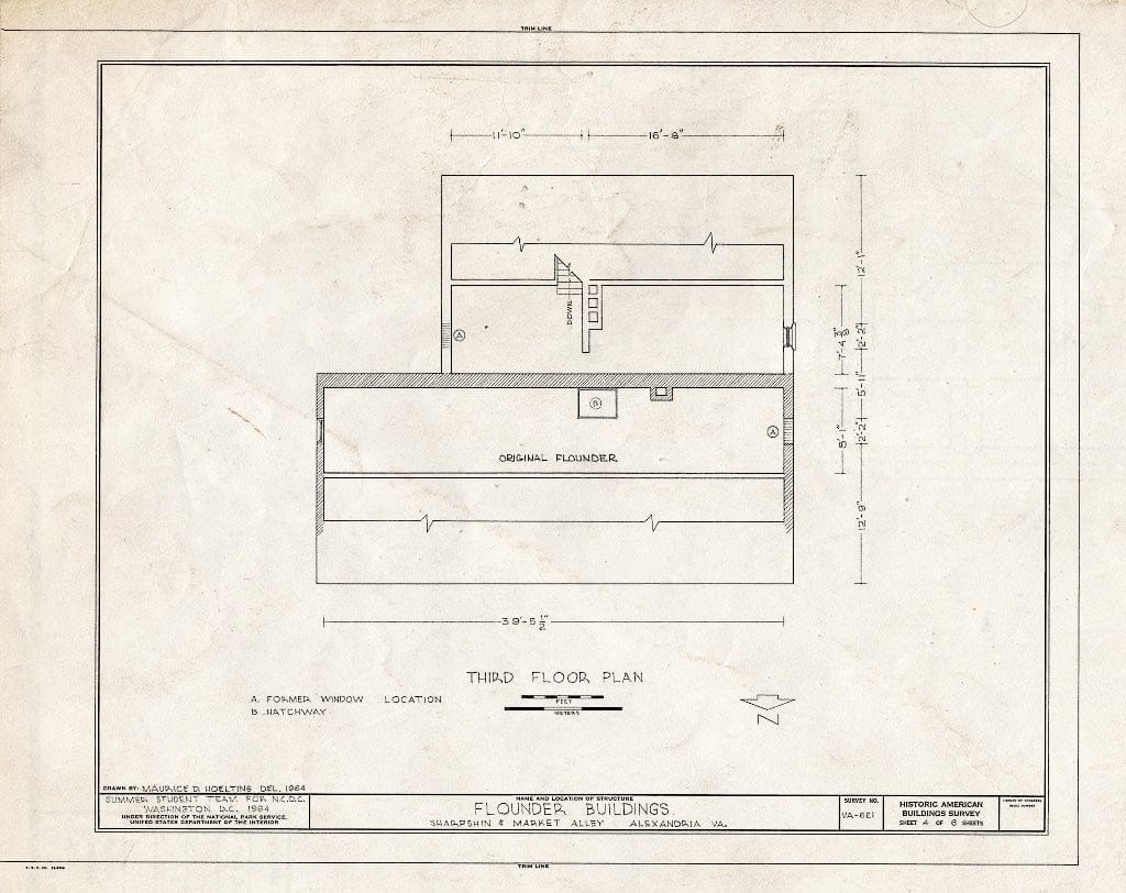 Blueprint HABS VA,7-Alex,132A- (Sheet 4 of 6) - Flounder Tavern Building, Sharpskin & Market Square Alleys, Alexandria, Independent City, VA