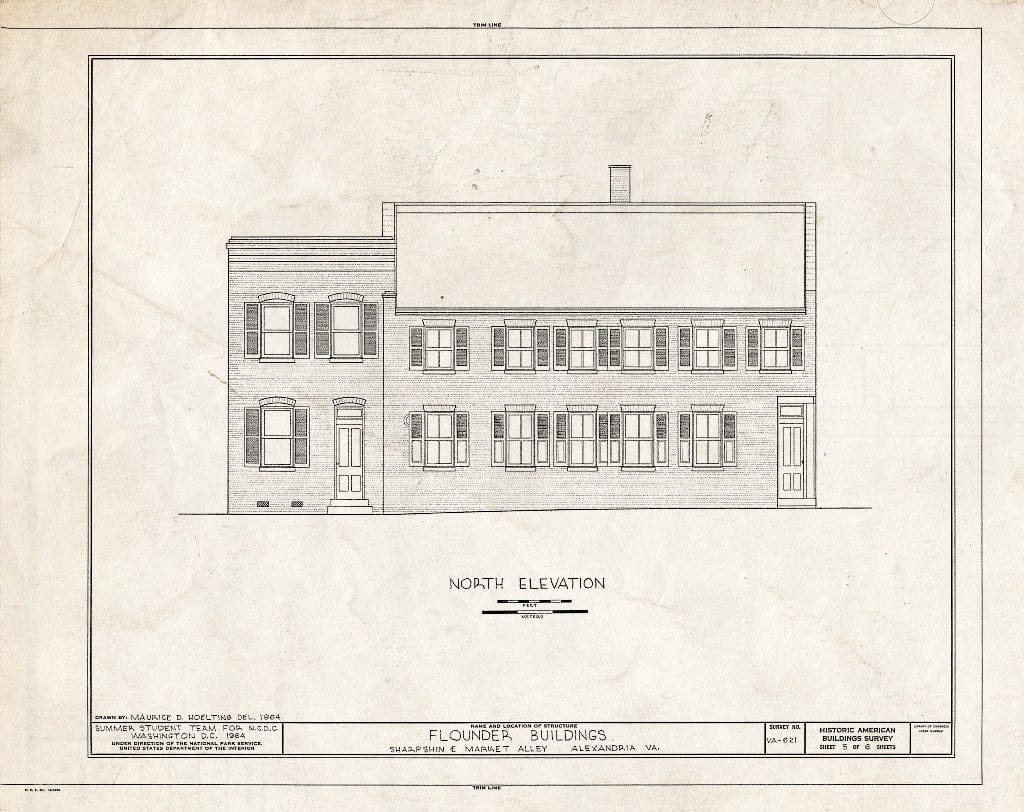 Blueprint HABS VA,7-Alex,132A- (Sheet 5 of 6) - Flounder Tavern Building, Sharpskin & Market Square Alleys, Alexandria, Independent City, VA