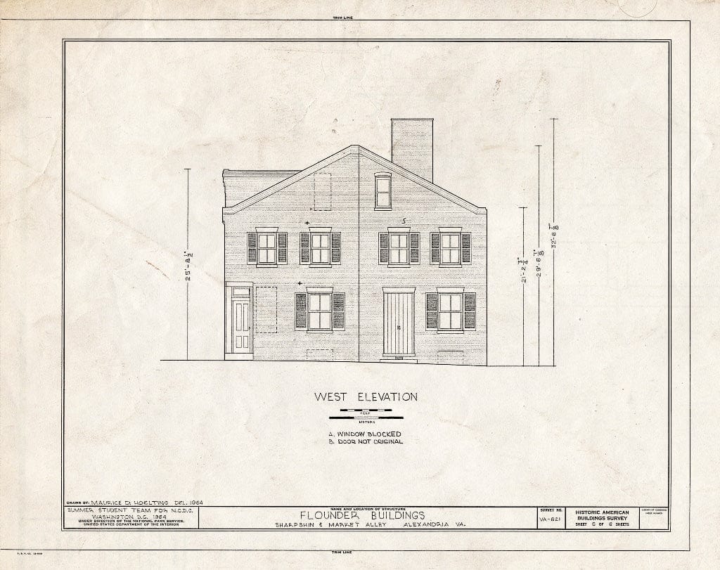 Blueprint HABS VA,7-Alex,132A- (Sheet 6 of 6) - Flounder Tavern Building, Sharpskin & Market Square Alleys, Alexandria, Independent City, VA
