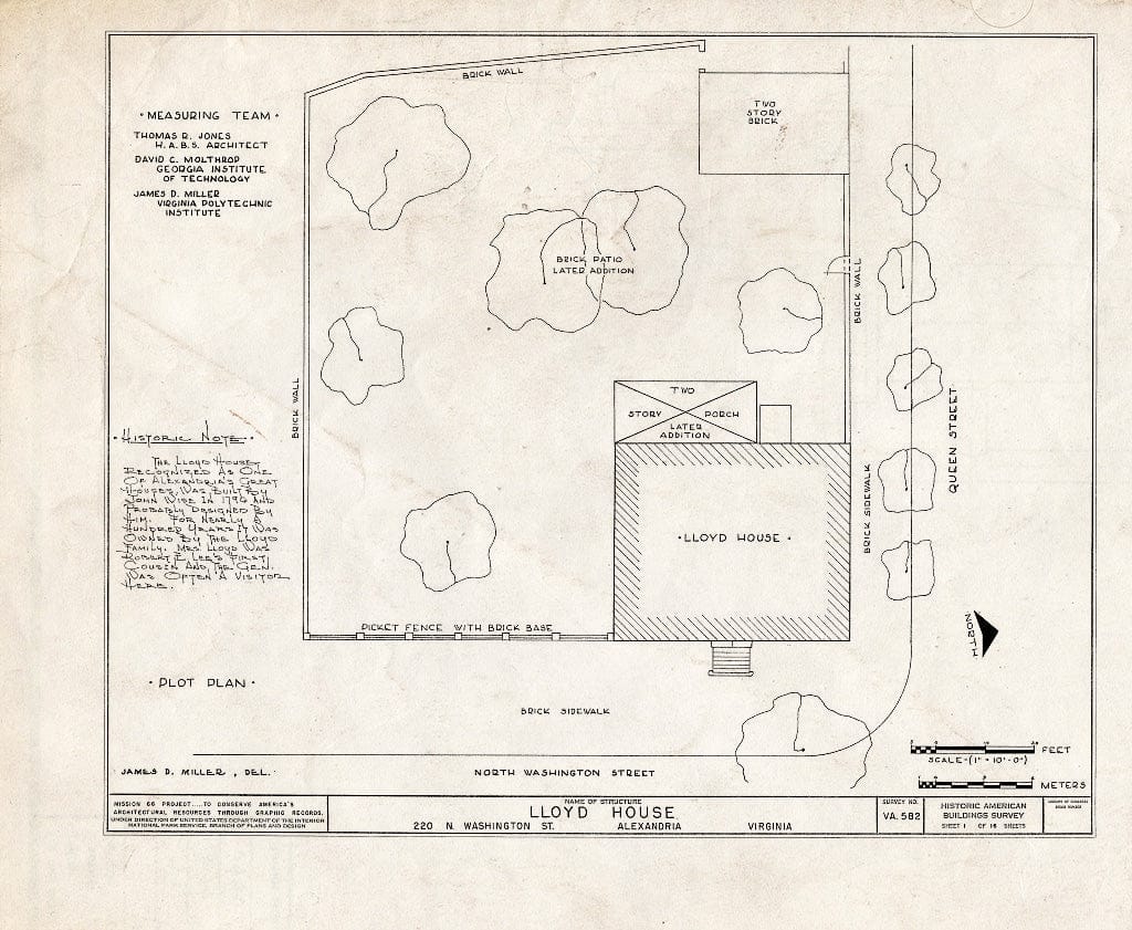 Blueprint HABS VA,7-Alex,15- (Sheet 1 of 16) - Wise-Hooe-Lloyd House, 220 North Washington Street, Alexandria, Independent City, VA