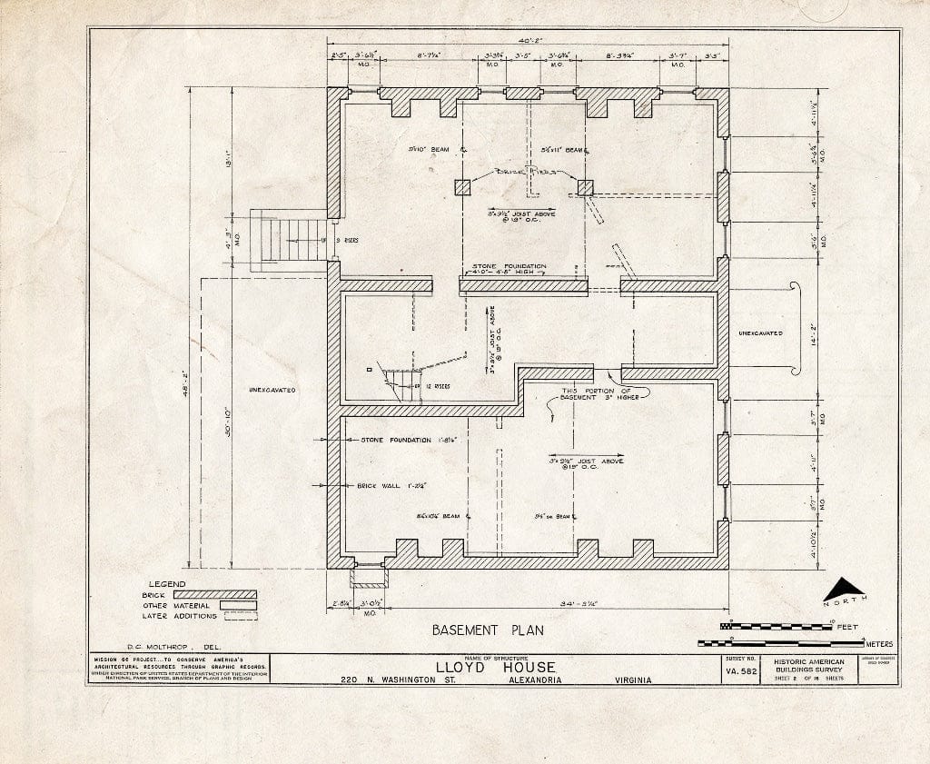 Blueprint HABS VA,7-Alex,15- (Sheet 2 of 16) - Wise-Hooe-Lloyd House, 220 North Washington Street, Alexandria, Independent City, VA