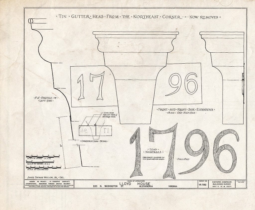 Blueprint HABS VA,7-Alex,15- (Sheet 9 of 16) - Wise-Hooe-Lloyd House, 220 North Washington Street, Alexandria, Independent City, VA