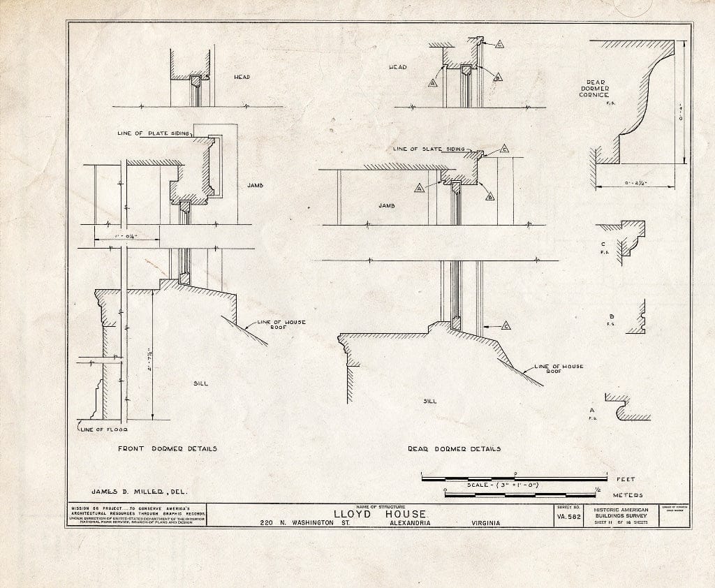 Blueprint HABS VA,7-Alex,15- (Sheet 11 of 16) - Wise-Hooe-Lloyd House, 220 North Washington Street, Alexandria, Independent City, VA