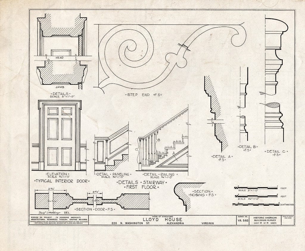 Blueprint HABS VA,7-Alex,15- (Sheet 13 of 16) - Wise-Hooe-Lloyd House, 220 North Washington Street, Alexandria, Independent City, VA