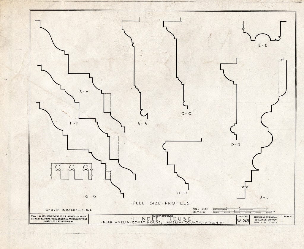 Blueprint HABS VA,4-AMELCH.V,1- (Sheet 2 of 2) - Woodlands, Amelia Courthouse Vicinity, Amelia Court House, Amelia County, VA