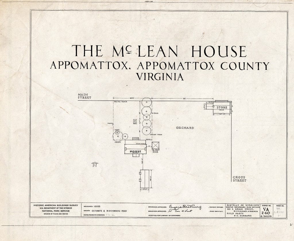 Blueprint HABS VA,6-APPO,1- (Sheet 0 of 8) - McLean House, Appomattox, Appomattox County, VA