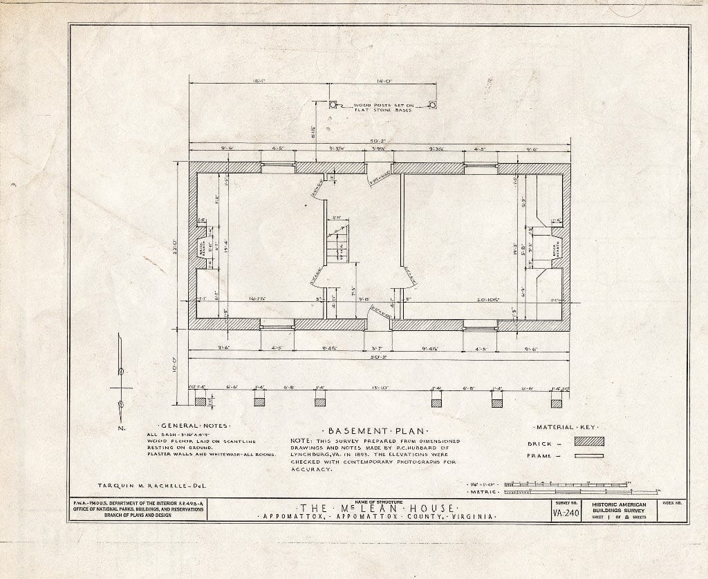 Blueprint HABS VA,6-APPO,1- (Sheet 1 of 8) - McLean House, Appomattox, Appomattox County, VA