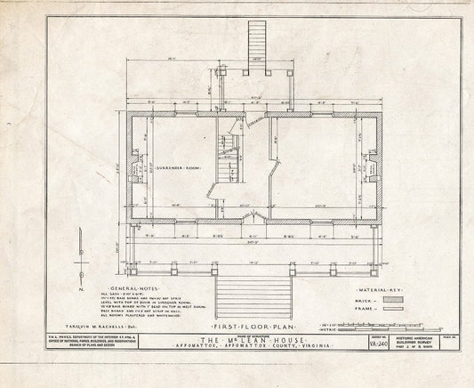 Blueprint HABS VA,6-APPO,1- (Sheet 2 of 8) - McLean House, Appomattox, Appomattox County, VA