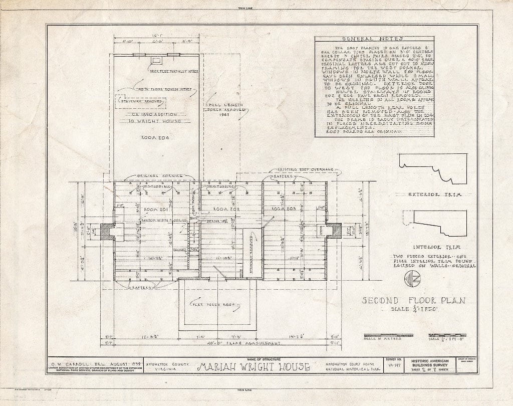Blueprint HABS VA,6-APPO,7- (Sheet 2 of 7) - Mariah Wright House, Bocock & Back Lanes, Appomattox, Appomattox County, VA