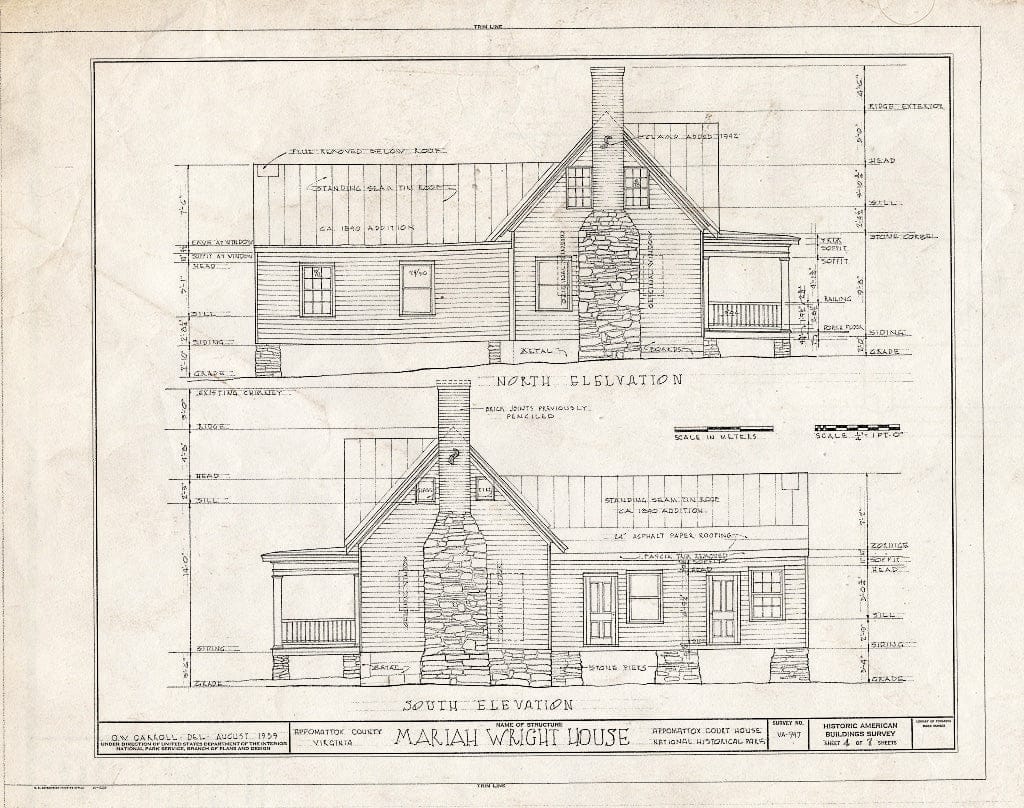 Blueprint HABS VA,6-APPO,7- (Sheet 4 of 7) - Mariah Wright House, Bocock & Back Lanes, Appomattox, Appomattox County, VA