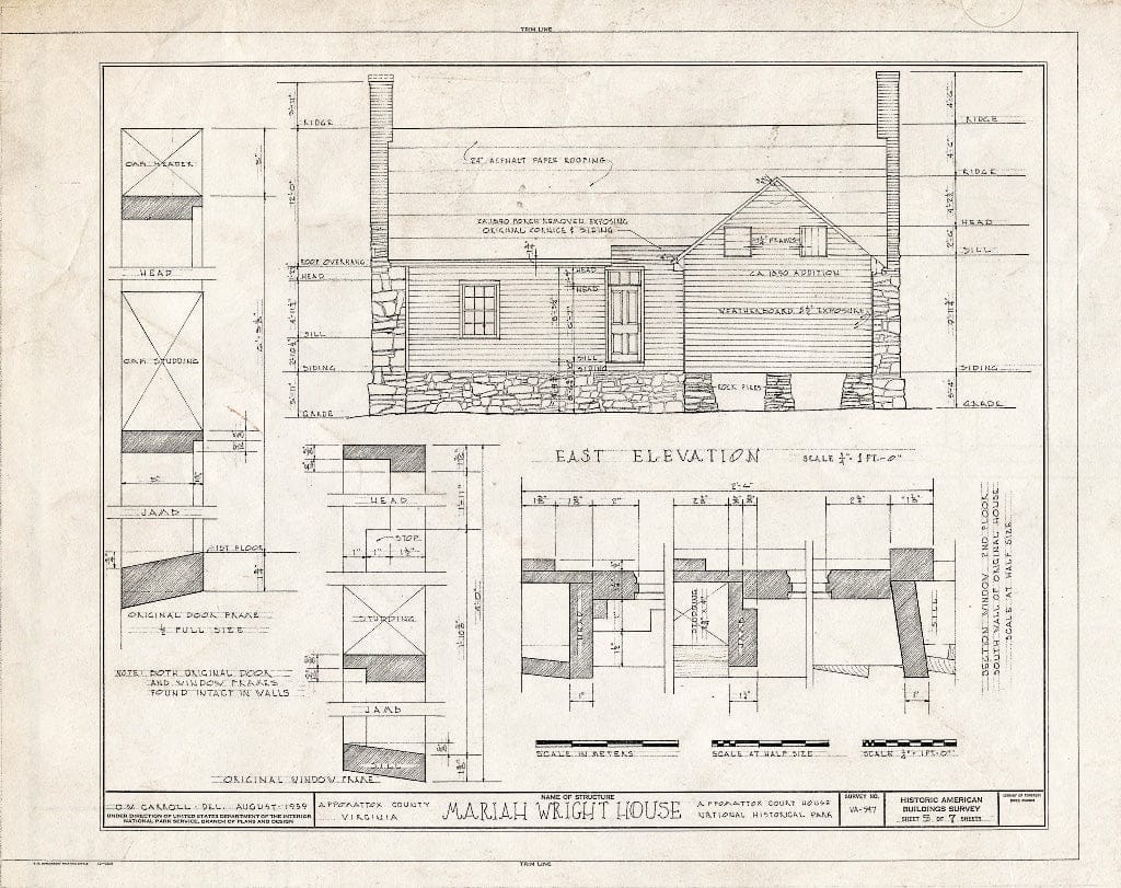 Blueprint HABS VA,6-APPO,7- (Sheet 5 of 7) - Mariah Wright House, Bocock & Back Lanes, Appomattox, Appomattox County, VA