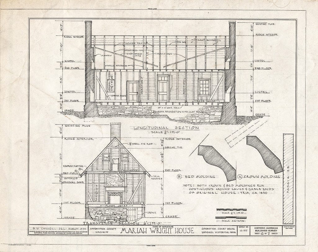 Blueprint HABS VA,6-APPO,7- (Sheet 6 of 7) - Mariah Wright House, Bocock & Back Lanes, Appomattox, Appomattox County, VA