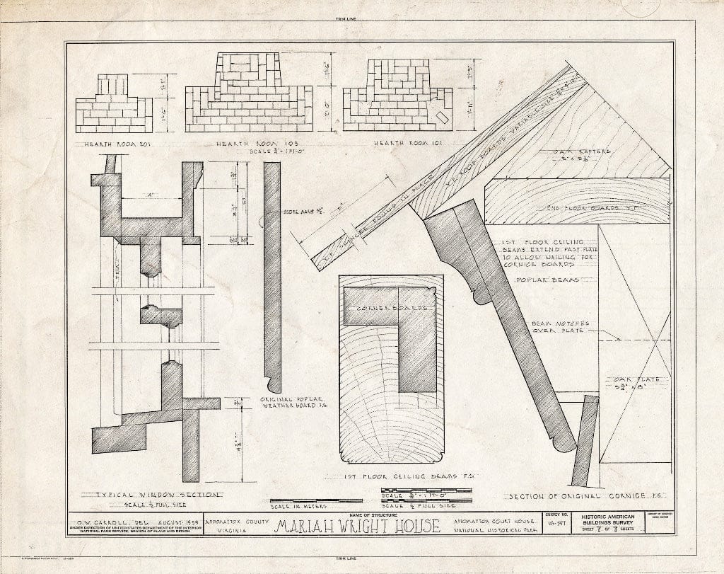 Blueprint HABS VA,6-APPO,7- (Sheet 7 of 7) - Mariah Wright House, Bocock & Back Lanes, Appomattox, Appomattox County, VA
