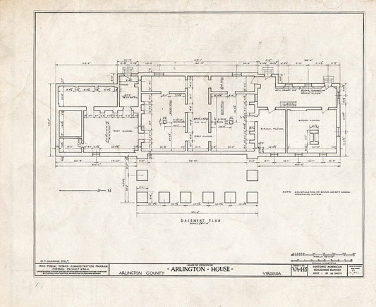 Blueprint HABS VA,7-ARL,1- (Sheet 1 of 18) - Arlington House, Lee Drive, Arlington National Cemetery, Arlington, Arlington County, VA