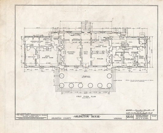 Blueprint HABS VA,7-ARL,1- (Sheet 2 of 18) - Arlington House, Lee Drive, Arlington National Cemetery, Arlington, Arlington County, VA