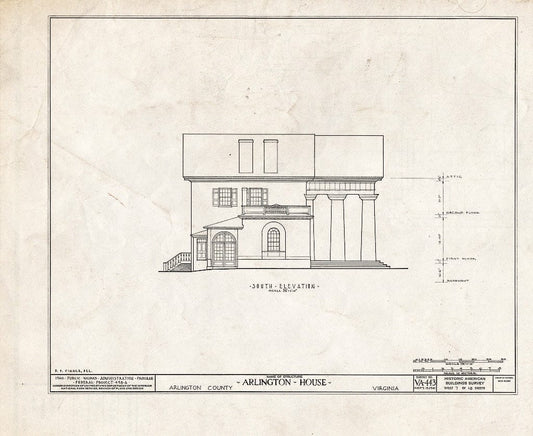 Blueprint HABS VA,7-ARL,1- (Sheet 7 of 18) - Arlington House, Lee Drive, Arlington National Cemetery, Arlington, Arlington County, VA