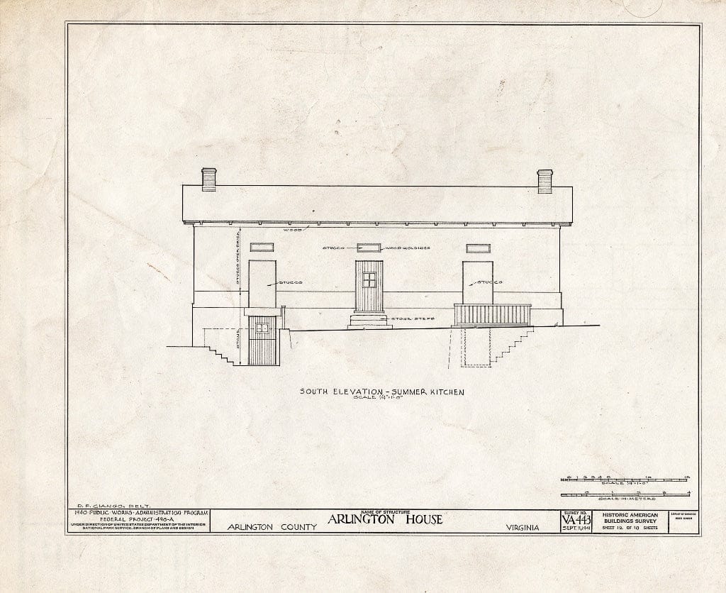 Blueprint HABS VA,7-ARL,1- (Sheet 12 of 18) - Arlington House, Lee Drive, Arlington National Cemetery, Arlington, Arlington County, VA