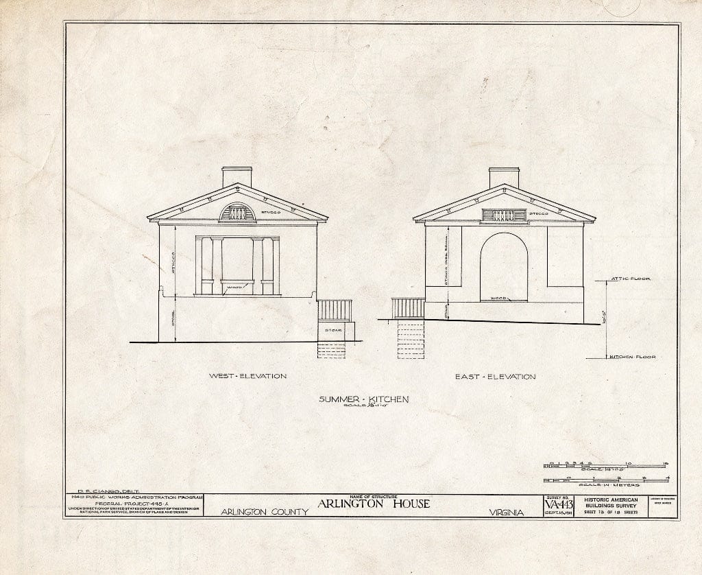 Blueprint HABS VA,7-ARL,1- (Sheet 13 of 18) - Arlington House, Lee Drive, Arlington National Cemetery, Arlington, Arlington County, VA