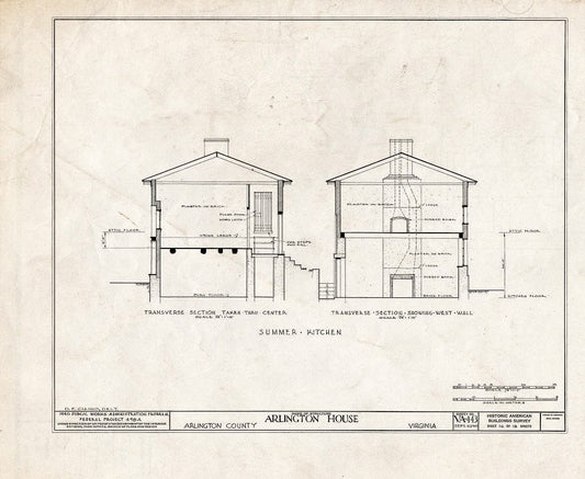 Blueprint HABS VA,7-ARL,1- (Sheet 16 of 18) - Arlington House, Lee Drive, Arlington National Cemetery, Arlington, Arlington County, VA