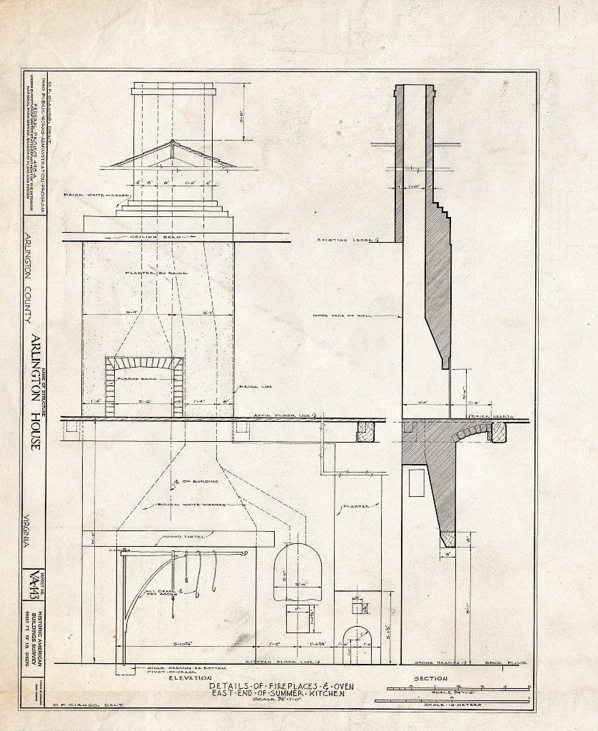 Blueprint HABS VA,7-ARL,1- (Sheet 17 of 18) - Arlington House, Lee Drive, Arlington National Cemetery, Arlington, Arlington County, VA