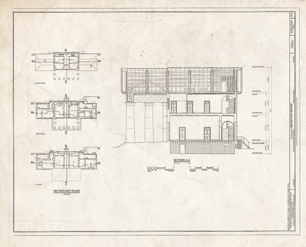 Blueprint HABS VA,7-ARL,1- (Sheet 10 of 23) - Arlington House, Lee Drive, Arlington National Cemetery, Arlington, Arlington County, VA