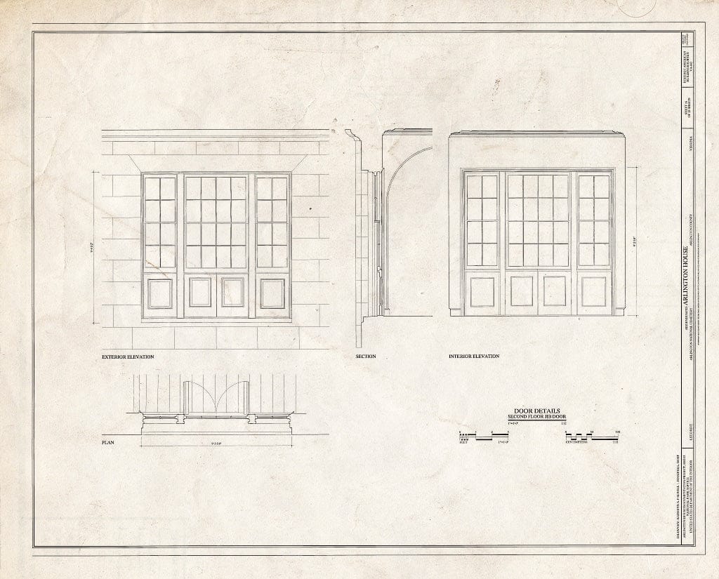 Blueprint HABS VA,7-ARL,1- (Sheet 16 of 23) - Arlington House, Lee Drive, Arlington National Cemetery, Arlington, Arlington County, VA