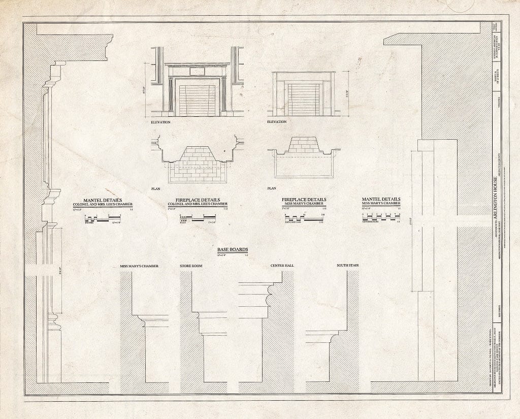 Blueprint HABS VA,7-ARL,1- (Sheet 19 of 23) - Arlington House, Lee Drive, Arlington National Cemetery, Arlington, Arlington County, VA