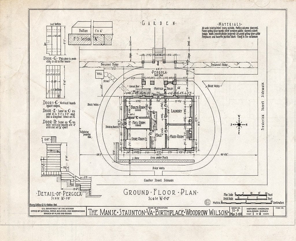 Blueprint HABS VA,8-STAU,2- (Sheet 1 of 8) - Manse, Frederick & Coalter Streets, Staunton, Staunton, VA