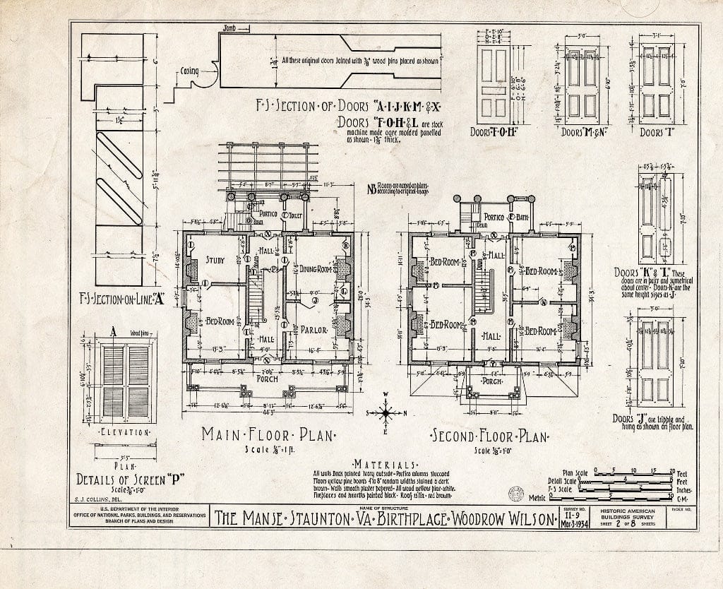 Blueprint HABS VA,8-STAU,2- (Sheet 2 of 8) - Manse, Frederick & Coalter Streets, Staunton, Staunton, VA