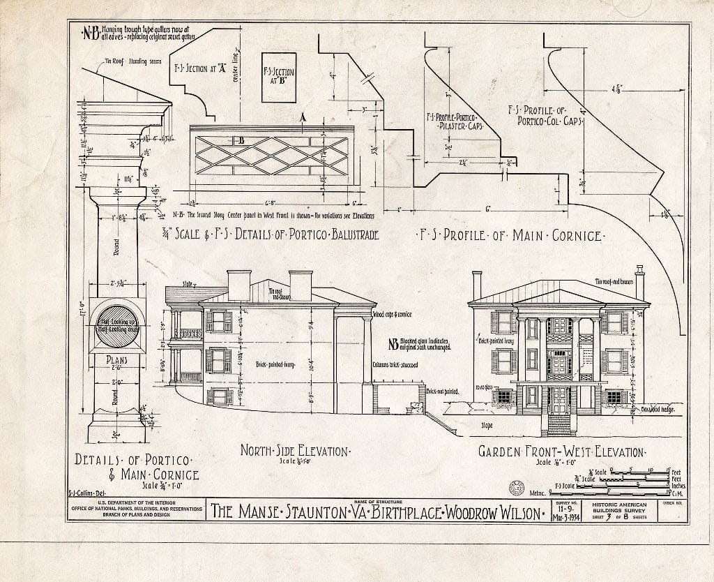 Blueprint HABS VA,8-STAU,2- (Sheet 3 of 8) - Manse, Frederick & Coalter Streets, Staunton, Staunton, VA
