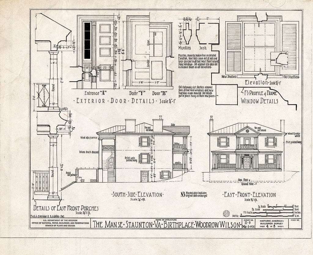 Blueprint HABS VA,8-STAU,2- (Sheet 4 of 8) - Manse, Frederick & Coalter Streets, Staunton, Staunton, VA