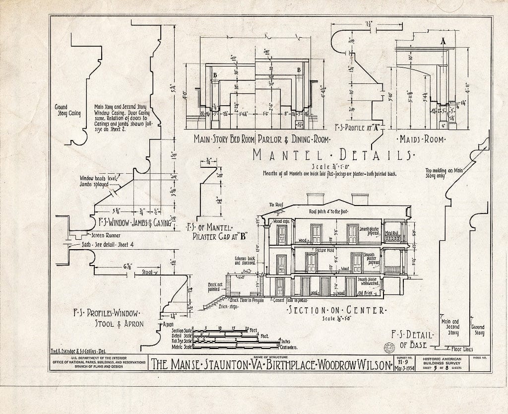 Blueprint HABS VA,8-STAU,2- (Sheet 5 of 8) - Manse, Frederick & Coalter Streets, Staunton, Staunton, VA
