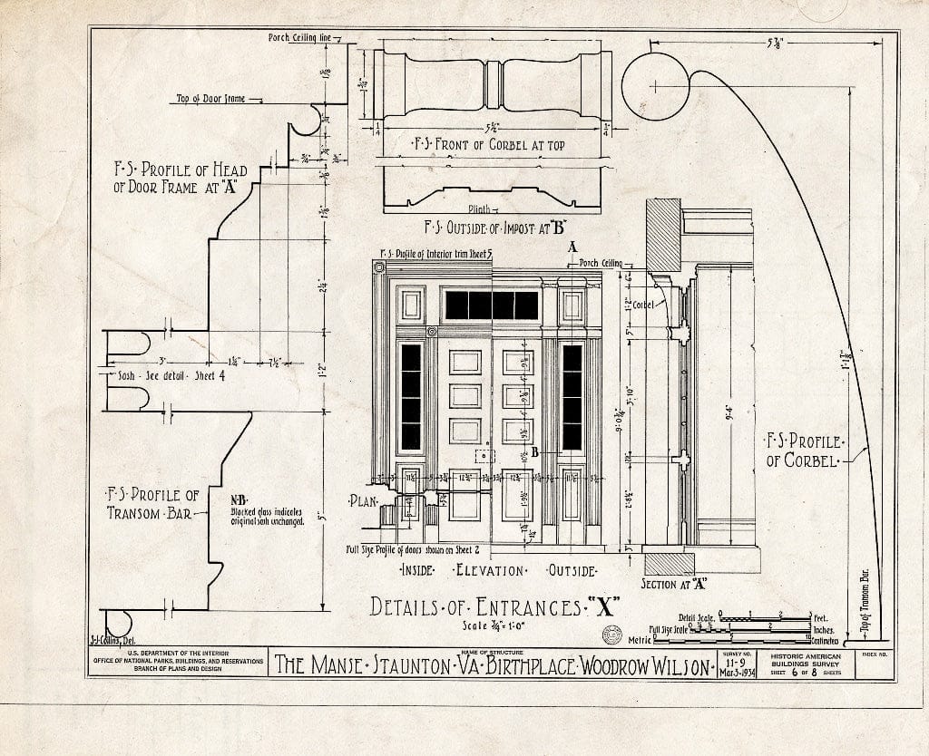 Blueprint HABS VA,8-STAU,2- (Sheet 6 of 8) - Manse, Frederick & Coalter Streets, Staunton, Staunton, VA