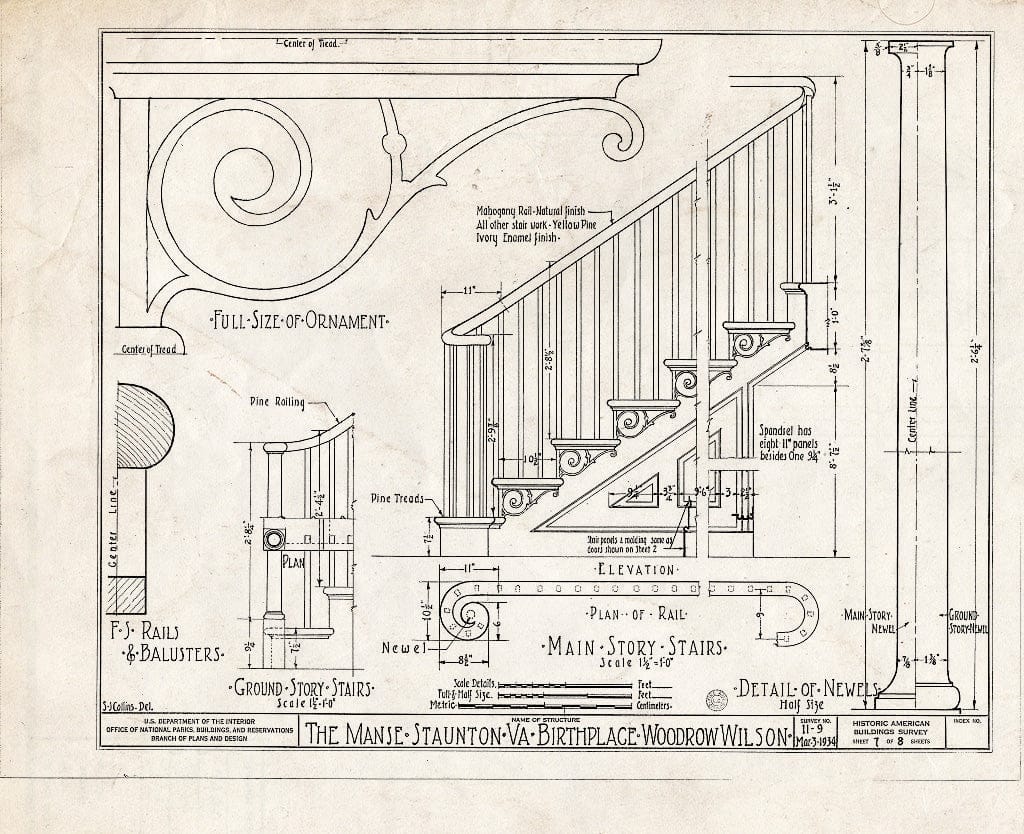 Blueprint HABS VA,8-STAU,2- (Sheet 7 of 8) - Manse, Frederick & Coalter Streets, Staunton, Staunton, VA