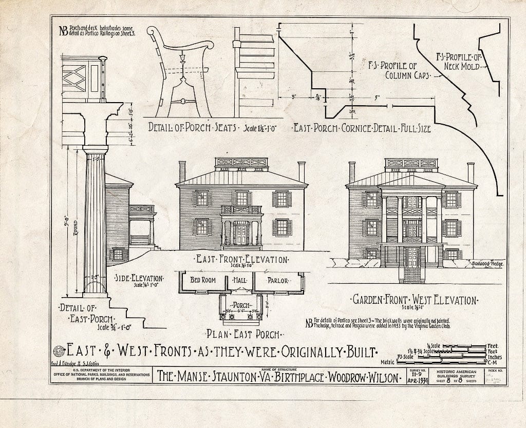 Blueprint HABS VA,8-STAU,2- (Sheet 8 of 8) - Manse, Frederick & Coalter Streets, Staunton, Staunton, VA