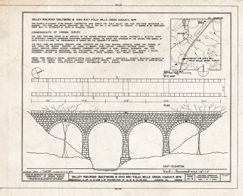 Blueprint HAER VA,8-STAU.V,2- (Sheet 1 of 1) - Valley Railroad, Folly Mills Creek Viaduct, Interstate 81, Staunton, Staunton, VA