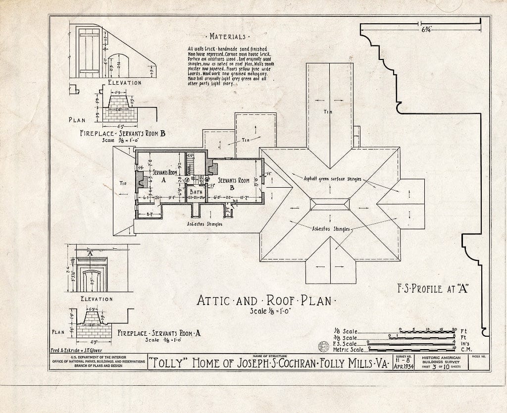 Blueprint HABS VA,8-STAU.V,1- (Sheet 3 of 10) - Folly Farm, Folly Mills Creek, Staunton, Staunton, VA